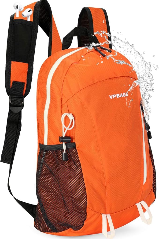 VPBAGE 15L Water-resistant Hiking Daypack, Small Backpack Travel Outdoor, Lightweight Day Pack with Tool Loops