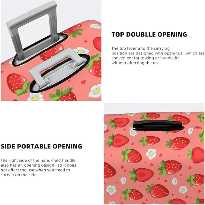 Cute Strawberry and Floral Print Elastic Luggage Cover, Suitcase Protector For Travel (Fits 25-28 Inch Luggage)