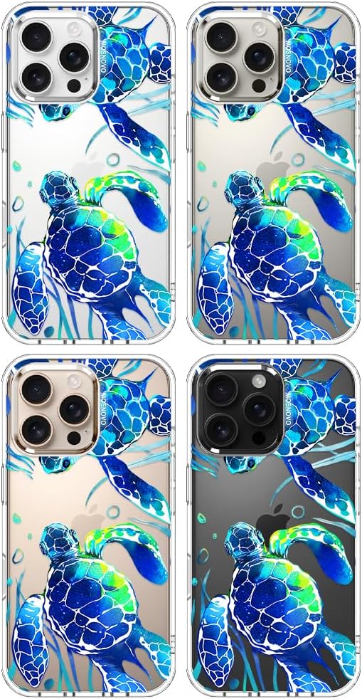 MOSNOVO Case for iPhone 16 Pro Max, [Buffertech 6.6ft Military-Grade Drop Protection] [Anti Peel Off Tech] Clear TPU Bumper Phone Case Cover Design - Sea Turtles