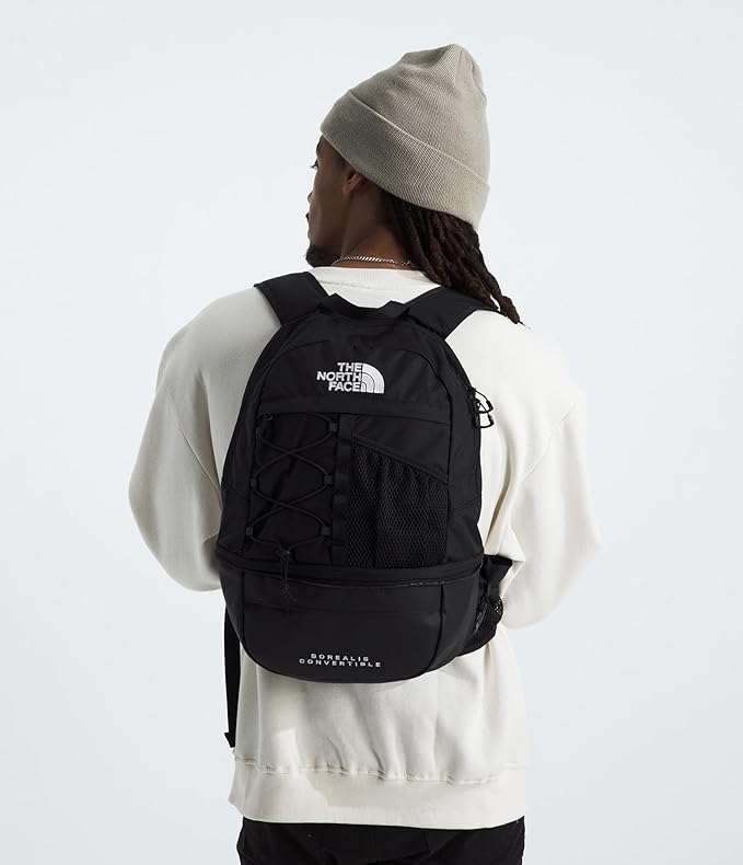 The North Face Borealis Convertible Pack - Commuter Laptop Backpack, Removable Lumbar Pack, Water Repellent Finish, TNF Black/TNF Black, One Size