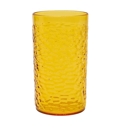 G.E.T. 3316-Y Heavy-Duty Shatterproof Plastic Pebbled Tumbler, 16 Ounce, Yellow (Set of 12)