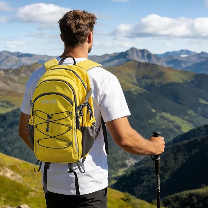 RealCool Hiking Backpack for Men Women,20L Lightweight Waterproof Travel Camping Backpack Hiking Daypack for Cycling Running,Yellow