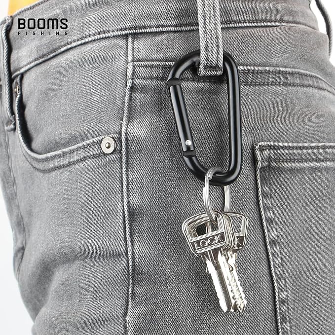 Booms Fishing CC2 Carabiner Clip, 2.3" Small Carabiner Keychain, Multi-use Aluminium D Ring Caribeener Clips