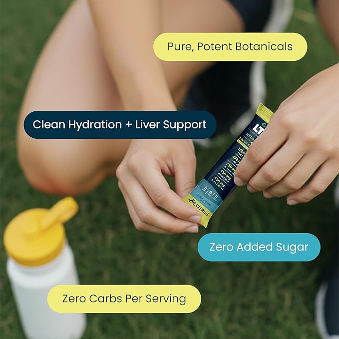 UpWellness LTV Liver Hydration Packets - Electrolytes Powder Packets for Instant Hydration and Liver Support - Physician-Formulated - Zero Added Sugar - 30 Packets - Delicious Citrus Flavor