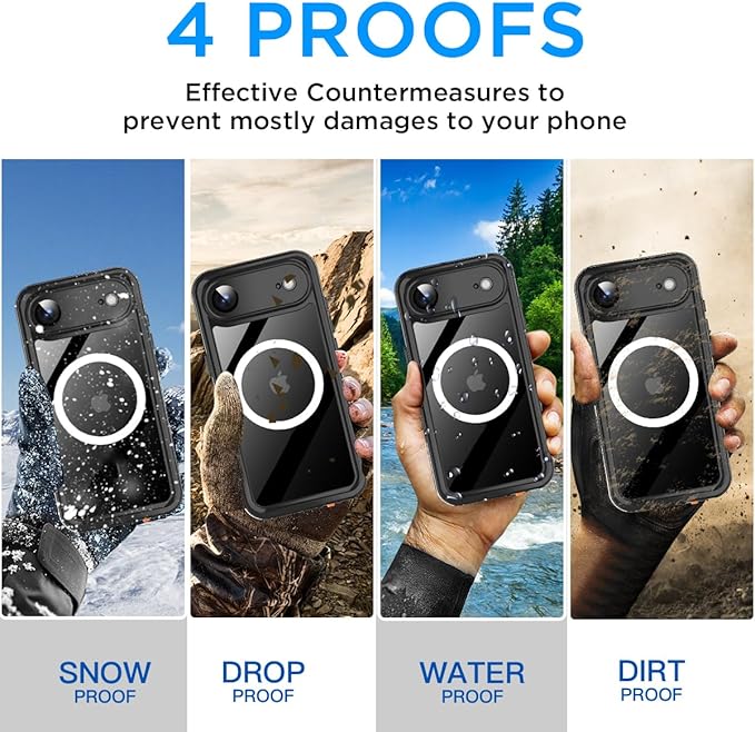 AICase for iPhone Air Case Waterproof Clear with MagSafe Water Proof/Snowproof/Dustproof/Shockproof,IP68 Certified 360 Full Body Protection Fully Sealed Underwater Cover for iPhone Air 6.5"