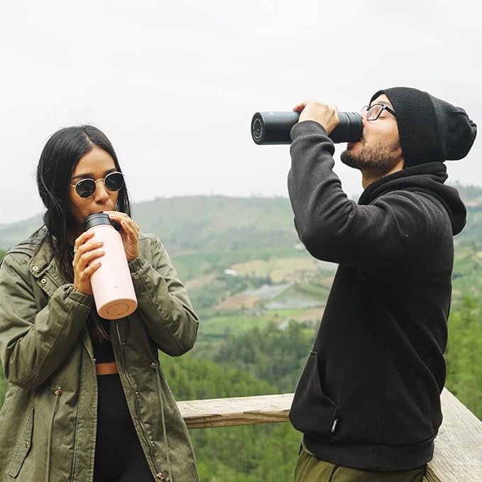 JoyJolt Triple Insulated Water Bottle with Straw Lid AND Flip Lid! 32oz, 12 Hour Hot/Cold Vacuum Insulated Stainless Steel Large Bottle. BPA-Free Leakproof Thermos Water Bottles