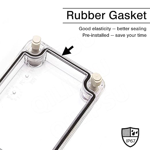 QILIPSU Junction Box with Mounting Plate 110x80x70mm, Clear Cover Plastic DIY Electrical Project Case IP67 Waterproof Dustproof Enclosure Grey (4.3"x3.1"x2.8")