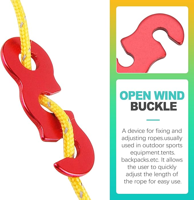 20Pcs Aluminum Alloy Rope/Cable Tensioners & Tie Downs - Knot-Free Cam Jam & Paracord Tighteners for Camping/Backpacking/Outdoor Gear