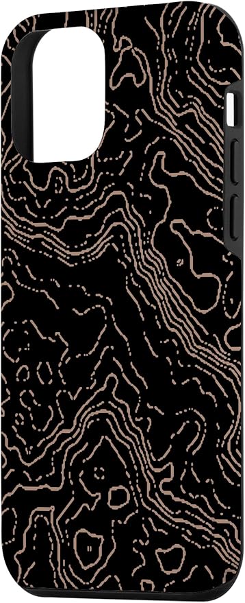 Topography Black & Brown Abstract Pattern Topographic Map Case for iPhone 12 mini