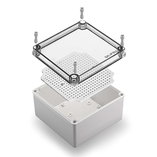 QILIPSU Outdoor Junction Box IP67 Waterproof Project Box ABS Plastic Weatherproof Electrical Enclosure Clear Cover (4.9"x4.9"x3.9" CC)
