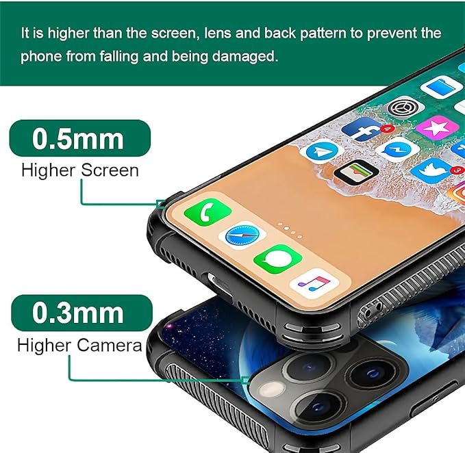 for iPhone 11 Pro Case, Snowy Mountain Fox Lake Pattern Graphic Design Girl Boy Soft Silicone Hard Acrylic Shock Protection for iPhone 11 Pro