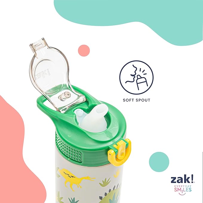 Zak Designs Harry Potter Sage Kids Water Bottle For School or Travel, 19oz Stainless Steel Water Bottle With Straw, Handle, and Leak-Proof, Pop-Up Spout Cover (Magical Creatures)