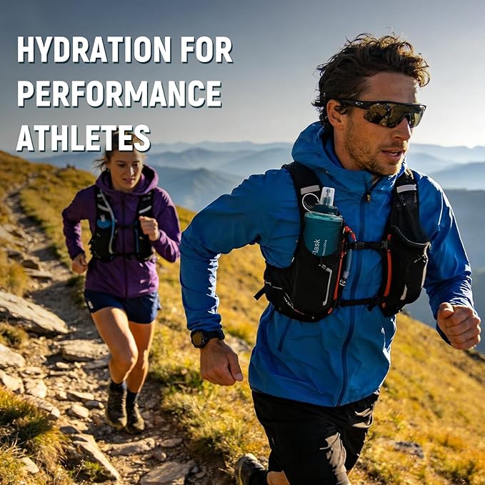 Soft Flask 500ML, TPU Collapsible Soft Water Bottle for Hydration Pack, Running Vest, Folding Water Bottle for Hiking, Cycling Hydration Flask - Slate Blue