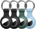 Linsaner [4 Pack] Holder for AirTag 2nd Gen (2026) & 1st Gen, Silicone Case Keychain Key Ring, Protective Cover for Apple for Air Tags, GPS Finder Accessories,Black/Black/Dark Green/Grey Blue