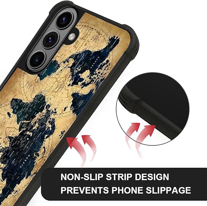 for Samsung Galaxy S26 Case,Graphic Design for Girl Boy Soft Silicone Hard Acrylic Shock Protection Designed for Samsung Galaxy S26 Brown World Map Pattern