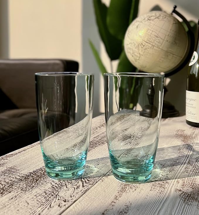 KLIFA- ETON, 20.8 oz, Set of 6, Acrylic Highball Drinking Glasses Set, Iced Tea Cups, BPA-Free, Stackable Plastic Drinkware, Dishwasher Safe Cups, Turquoise