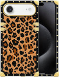 for iPhone 17 Air Case Luxury Golden Decoration for Girl Women Soft TPU Shockproof Protective Hard PC Back for iPhone 17 Air Crazy Pattern Brown Leopard Texture