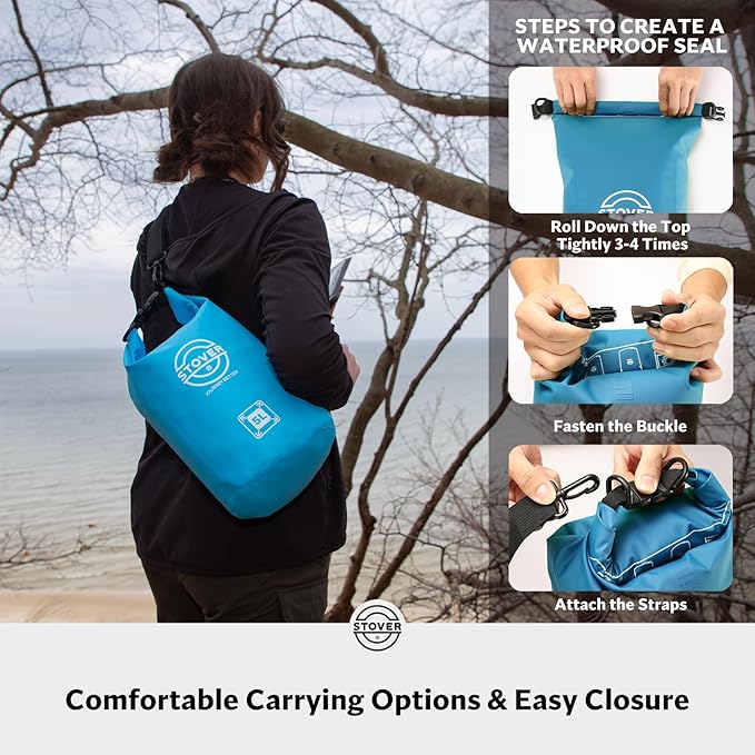 STOVER 5/10/25/30/40/55L Waterproof Dry Bag- Roll-Top Backpack w/Phone Case- Kayaking, Hiking, Camping, Boating- Men/Women