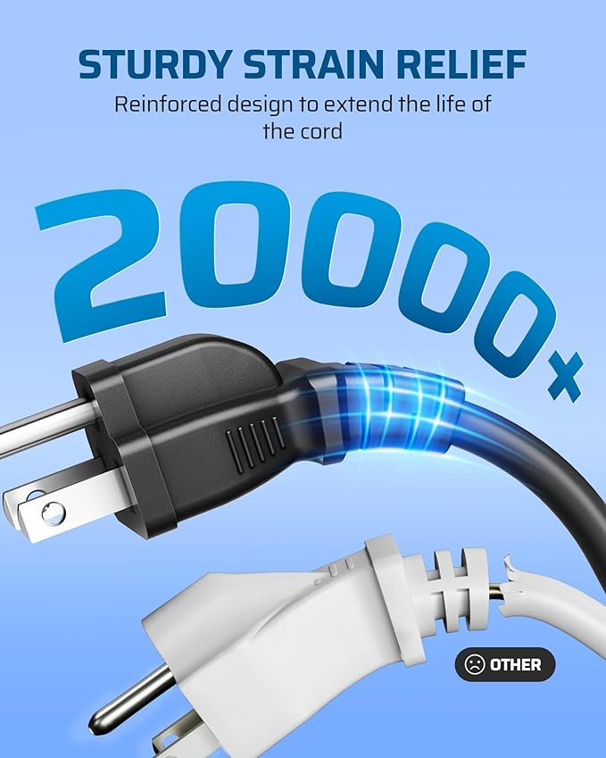 DEWENWILS 3Ft Outdoor Extension Cord, Short Extension Cord 16 AWG SJTW for Indoor Use, 3 Prong Grounded Outlets Plugs, Small Power Cable for Decor and Lights, Black, ETL Listed, 2 Pack