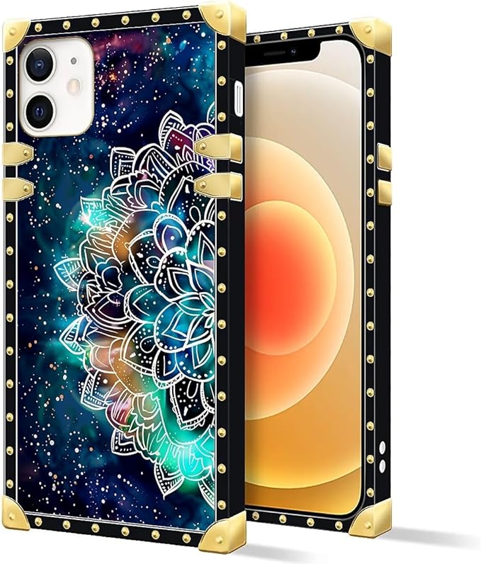 Compatible with iPhone 11 Case, Starry Sky Colourful Mandala Luxury Golden Decoration for Girl Women Soft TPU Shockproof Protective Hard PC Back for iPhone 11