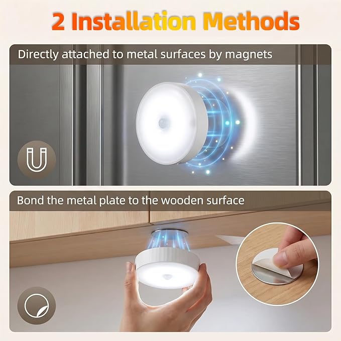 5Pack Under Cabinet Lighting, 2000mAh Rechargeable LED Puck Lights, Magnetic Closet Lights, Wireless Under Counter Lights for Kitchen, Stairs