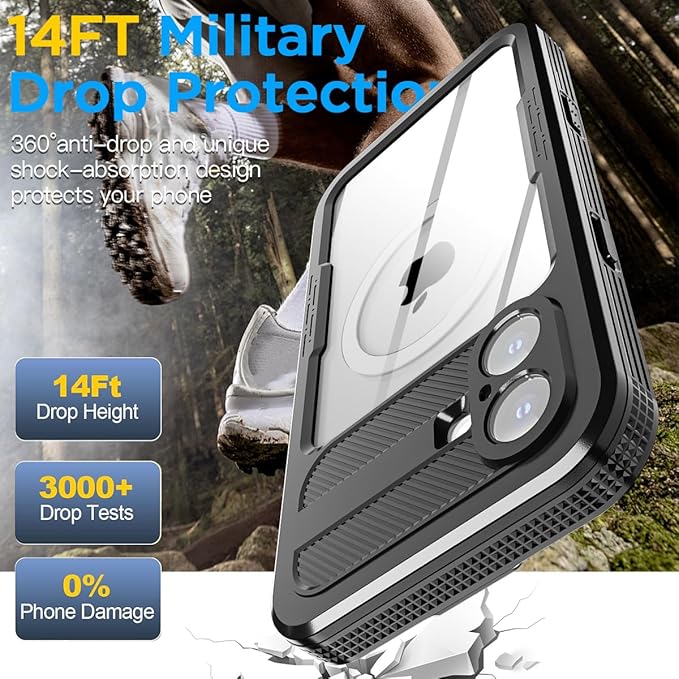 AICase Waterproof Case for iPhone 16(6.1") with MagSafe Support Snowproof,Dustproof/Shockproof,IP68 Certified 360 Full Body Protection Fully Sealed Underwater Cover for iPhone 16 2024_1