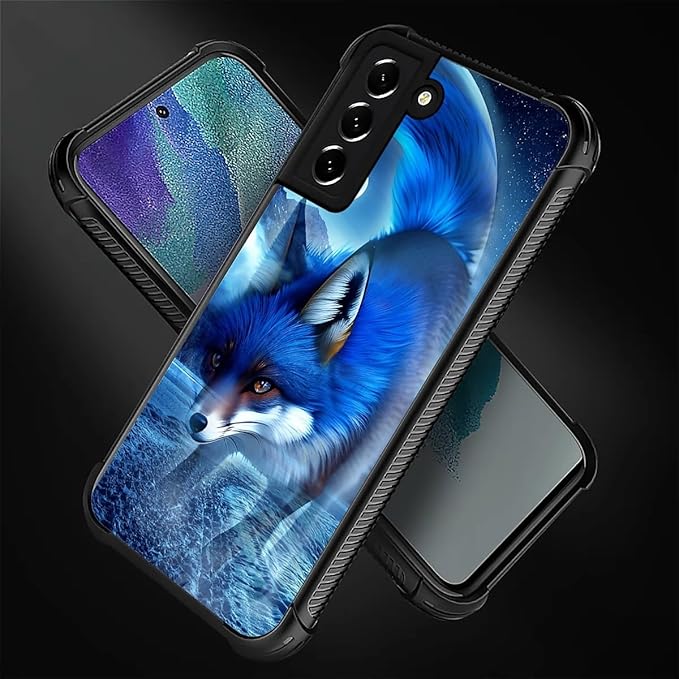 for Samsung Galaxy S22 Case, Snowy Mountain Fox Lake Pattern Graphic Design Girl Boy Soft Silicone Hard Acrylic Shock Protection for Samsung Galaxy S22