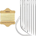 Upholstery Repair Kit: Waxed Sewing Thread (Beige Color) & Heavy Duty Needles (11 PCS) for Leather, Canvas & Quilting Thread