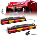 HLauto 6Z4J Emergency Dash Strobe Lights: 2x16.8 inch Red Amber Safety Lights, 48 LED Flashing Warning Hazard Interior Windshield Visor Traffic Light Bar for Trucks, Construction Vehicles