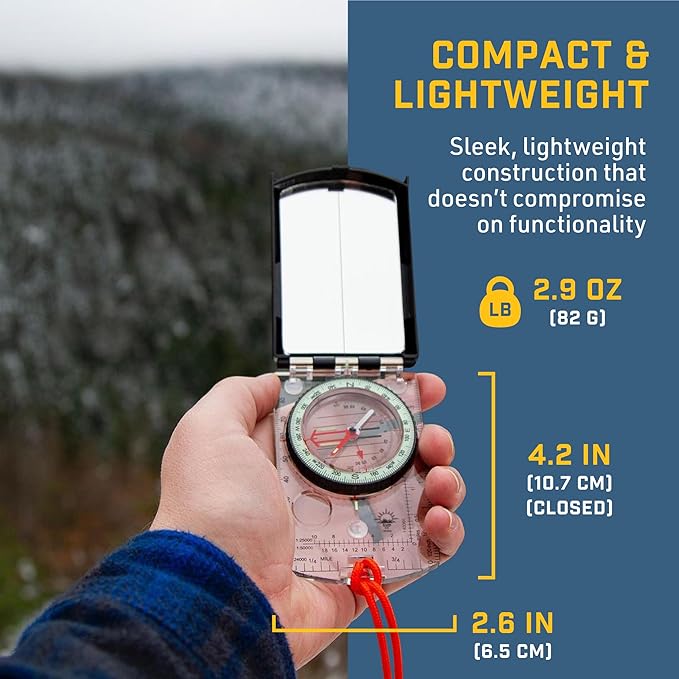 Sun Company ProSight Sighting Map Compass with Adjustable Declination - Lightweight Orienteering Baseplate Compass for Hiking, Backpacking, and Survival Navigation | Professional Grade