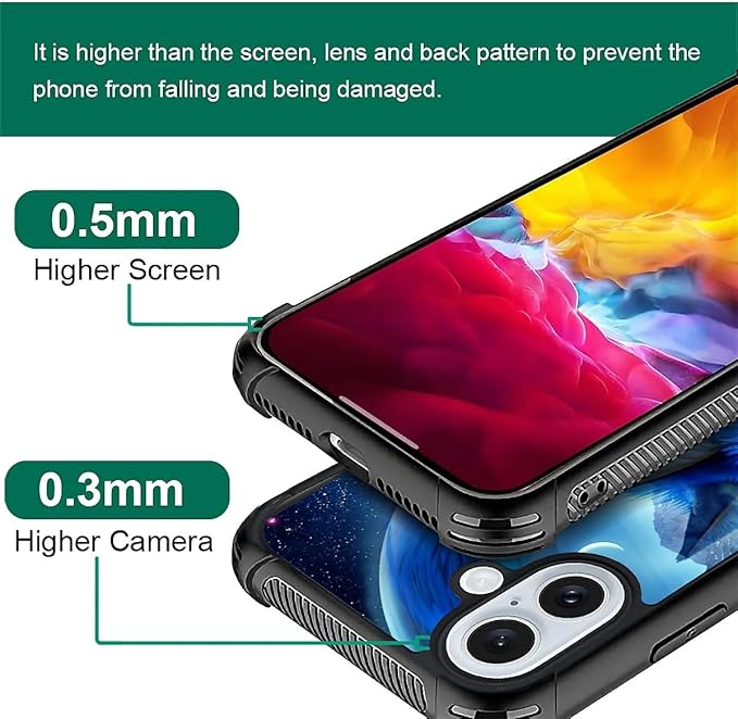 for iPhone 16 Case, Snowy Mountain Fox Lake Pattern Graphic Design Girl Boy Soft Silicone Hard Acrylic Shock Protection for iPhone 16