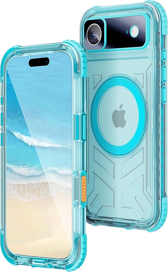 WIFORT for iPhone 17 Air Waterproof Case, [Fit for Magsafe] with Sapphire Lens & Screen Protector, IP68 Full Body 15FT Military Shockproof, Magnetic Frosted Phone Cover with Lanyard, 6.5" Teal