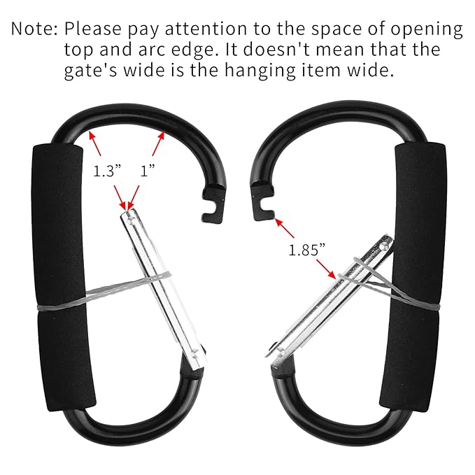 4 Pack Large Carabiner 5.5" D Style Click and Carry Bag Carrier Stroller Hooks(Black and Blue)