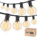 RTTY Outdoor String Lights 25 FT, G40 Led Patio Globe Lights with 13pcs Plastic Bulbs, Shatterproof Waterproof Connectable Hanging for Porch Cafe Bistro Backyard Gazebo Balcony Deck Party