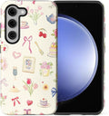 for Samsung Galaxy S23 Plus Case,HL2 Aesthetic Bow Preppy Collage Hybrid 2 Layer Hard Shell Silicone Protective Pattern Design Case