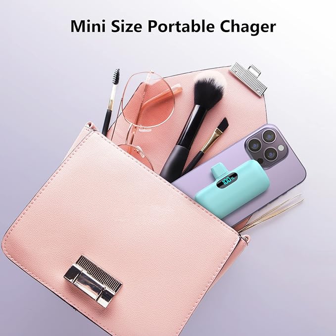 [2-Pack] Mini Portable Charger 5000mAh Power Bank,3A PD USB C Cell Phone Portable Power, LCD Display Battery Pack Compatible with iPhone 17/17 Air/16/16 pro/15/15 pro Max/Android/Samsung/Moto/LG etc