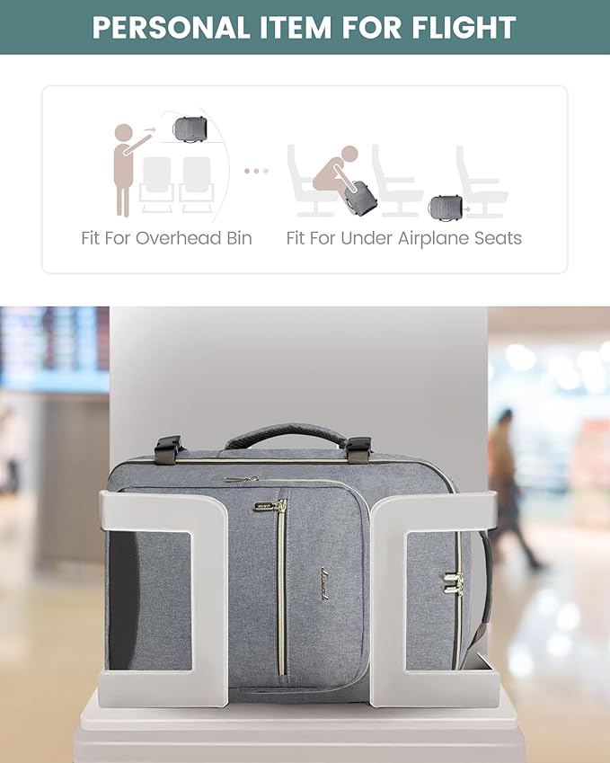 LOVEVOOK Travel Backpack for Women & Men 40L,Airline Approved Carry On Backpack Travel Essentials,TSA Carry on Luggage,Waterproof Personal Item Travel Bag,Suitcase with 3 Packing Cubes,Gray-Black