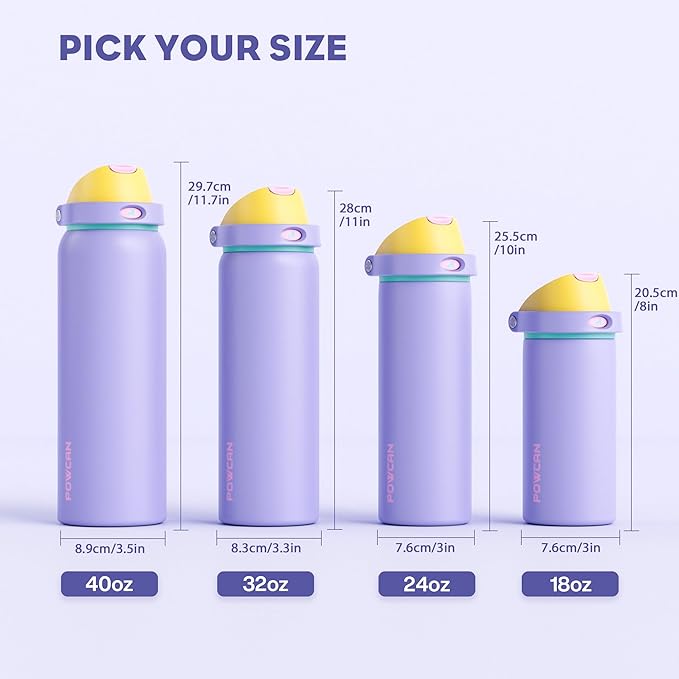 POWCAN 18 oz Insulated Water Bottle: 2-in-1 Push-Button Spout & Quick-Flip Straw, Leakproof, Cold 24Hrs, Fits Car Cup Holder, Metal Sports Water Bottle, Gift for Women, Girls, Daughter (Tangled Shine)