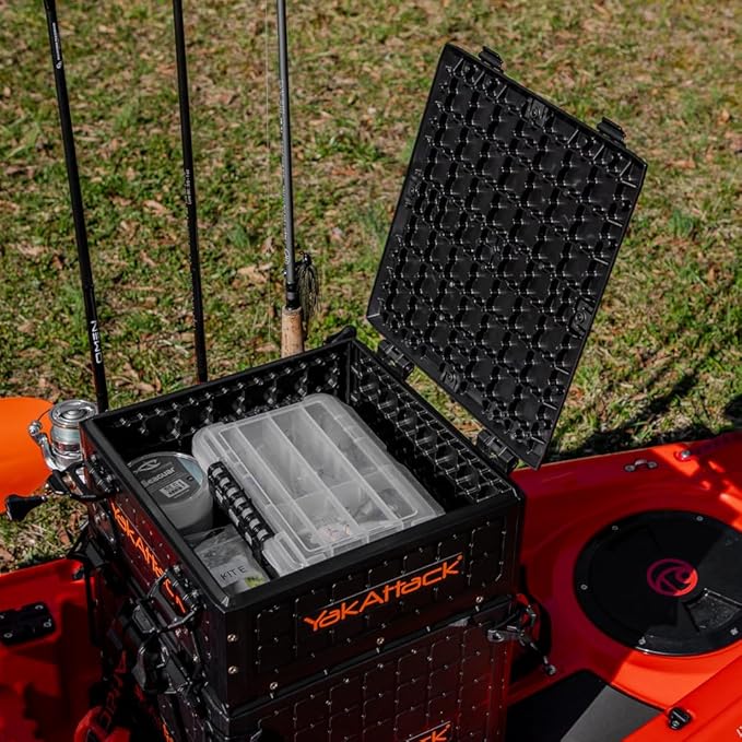 YakAttack ShortStak Upgrade Kit for BlackPak Pro | 13" x 13" – Black | Stackable Kayak Crate Add-On with GridLoc Panels, Hinges & Latches | Not Standalone | Made in USA