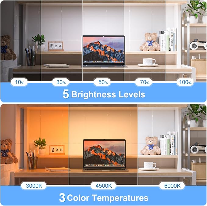 WILLED 3W Rechargeable Light Bar with Romote Control,3 Colors Adjustable Mirror Lights with 120 LED,2000mAh Battery Makeup Light, Magnetic Stick On Touch Lights for Cabinet,Closet,Bunk Bed,Kitchen