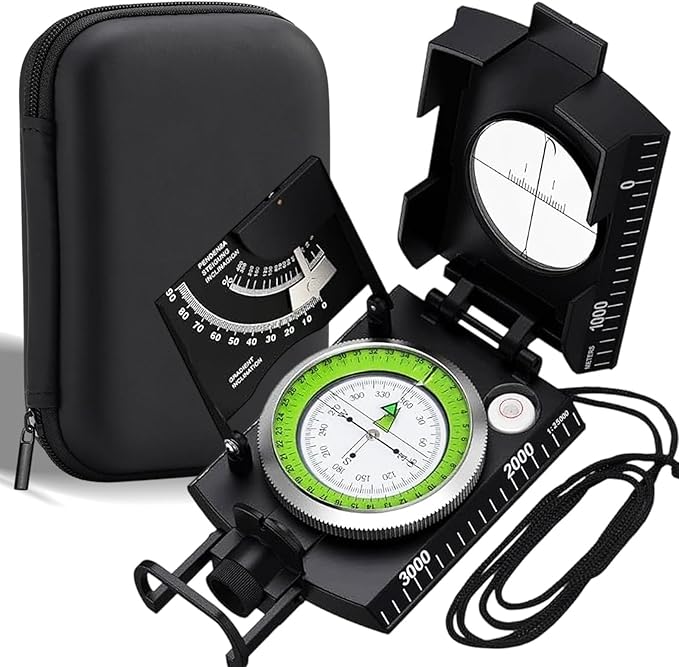 Multifunctional Military Aiming Navigation Compass Compass | IP65 Military Compass with Inclinometer | Impact Resistant | Measure | Height and Slope for Hiking | Camping