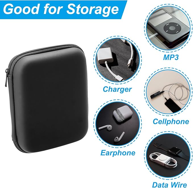 PATIKIL 5.91x4.72 Electronic Organizer Case, 1Pcs EVA Hard Waterproof Rectangle Travel Carrying Case with Zipper for Digital Multimeter, Camera, Charger Cord, Earphone, Black