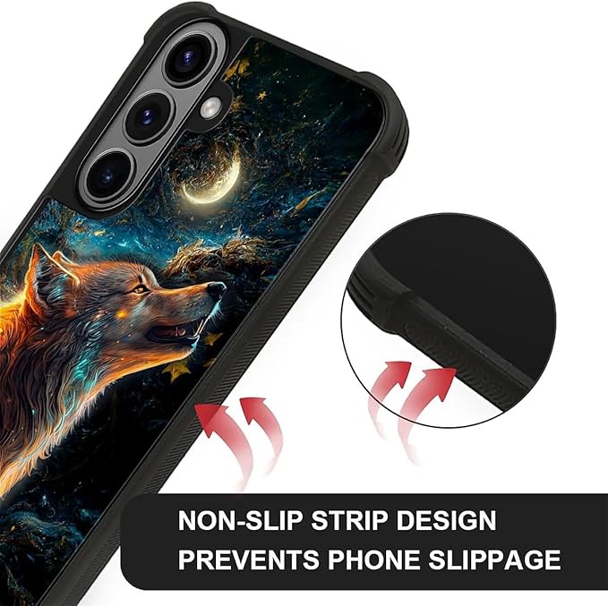 for Samsung Galaxy S26 Case,Graphic Design for Girl Boy Soft Silicone Hard Acrylic Shock Protection Designed for Samsung Galaxy S26 Star Cave Hungry Wolf Pattern