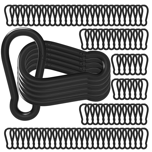 120PCS M6 Heavy Duty Carabiner Clip, 2.36Inch Snap Hook Quick Link Small Carabiner Clips,Spring Link Buckle for Fishing Camping Hammock Dog Leashes-260LBS Holding Capacity (Black)