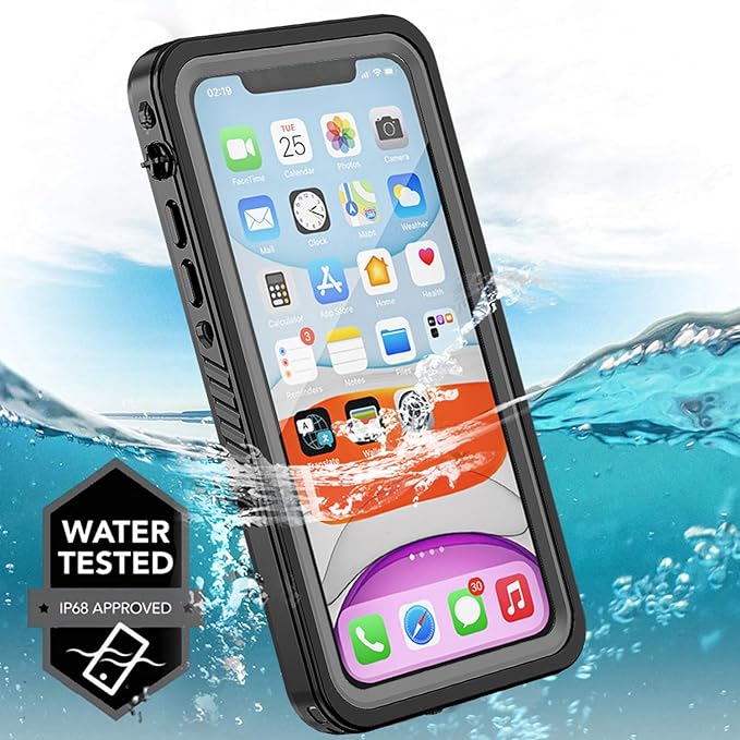 for iPhone 11 Waterproof Case with Screen Protector Full Body Protector Shockproof Dustproof Dirtproof Heavy Duty IP68 Waterproof Case for iPhone 11(6.1inch) (Black)