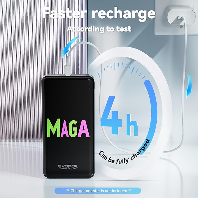 2-Pack 10000mAh Portable Charger Power Bank, Ultra Slim Battery Pack, 15W USB-C Fast Charging, Power Bank for iPhone 15/14/13/12, Galaxy S24/23/22/21, Pixel Heated Vest and etc (Word Model)