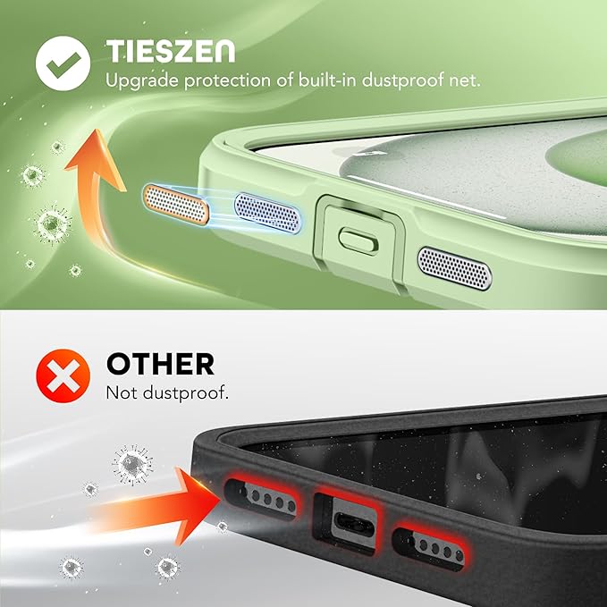 TIESZEN Magnetic for iPhone 15 Plus Case, Compatible with MagSafe, Built-in Privacy Screen Protector and Camera Protection, Anti Spy Full Body Dustproof Shockproof Hard Phone Case 6.7", Mint Green