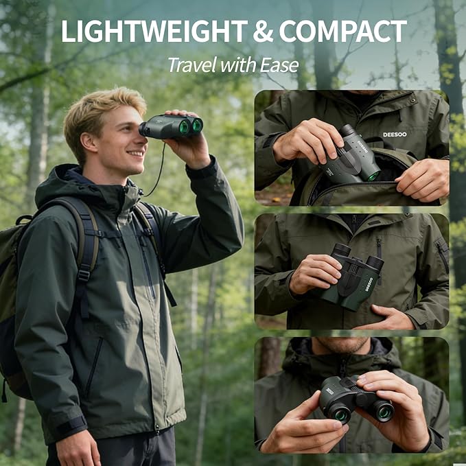 25x32 Compact Binoculars for Bird Watching - High Powered Lightweight Binocular for Adults Kids - 4.9ft Close Focus with Carrying Case for Backyard, Cruise Ship & Concerts