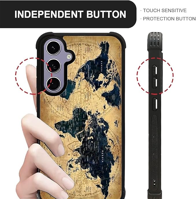 for Samsung Galaxy S24 S25 Case, Brown World Map Pattern Graphic Design Girl Boy Soft Silicone Hard Acrylic Shock Protection for Samsung Galaxy S24 S25