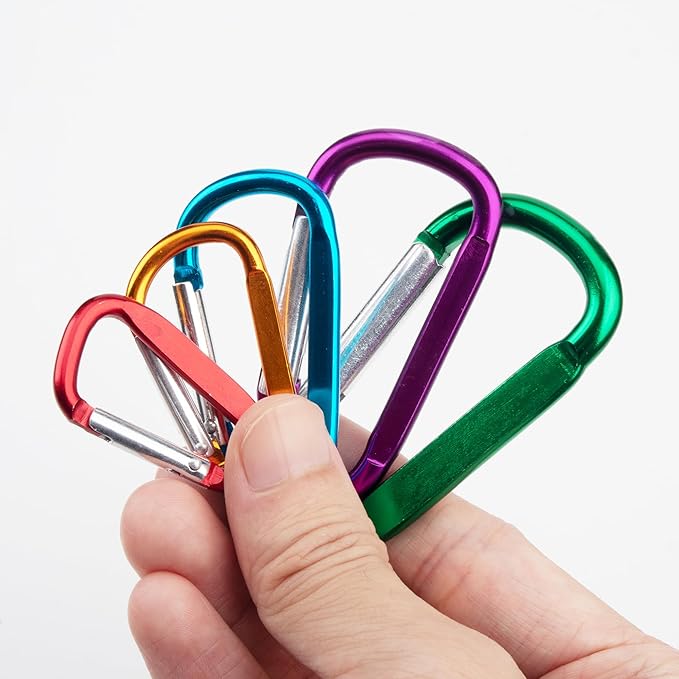 SWATOM Aluminum D-Shape Carabiner Clip 1.6/1.8/2.2/2.6/3 Inches Spring Snap Hook Keyring Carabiners for Camping Traveling Hiking Keychains Outdoor Accessories (10P/20P)